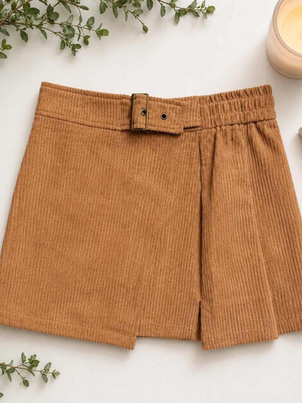 NWT Promesa Ribbed Mini Skirt w/ Belt – Camel/Tan – Sizes S, M, L